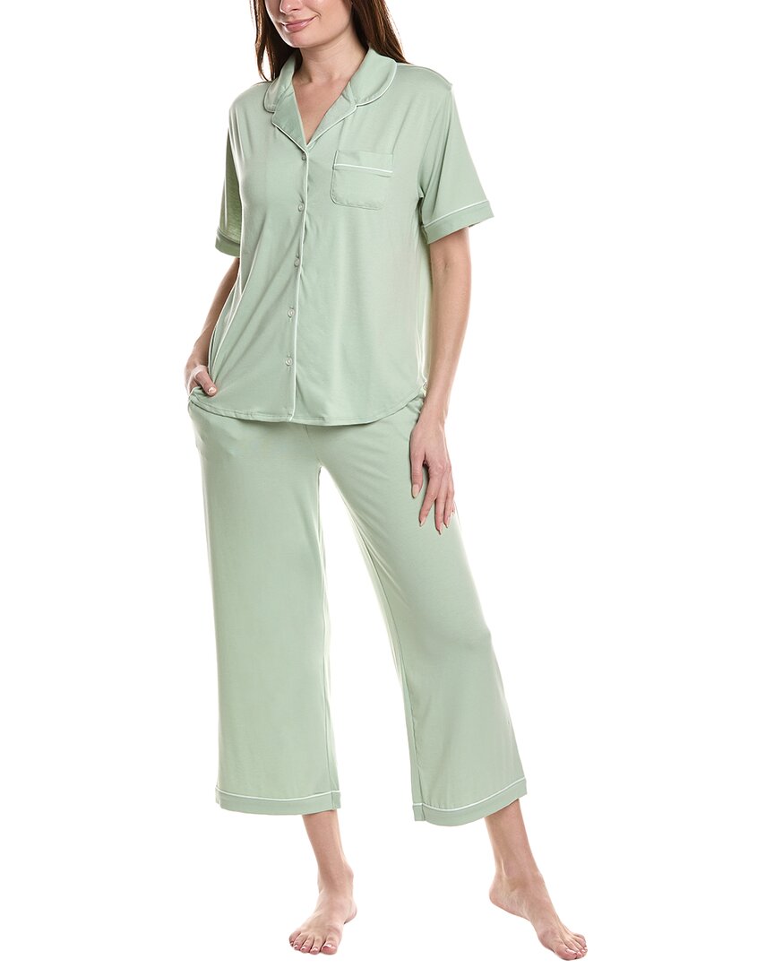 Flora By Flora Nikrooz 2pc Knit Notch Collar Capri Pajama Set