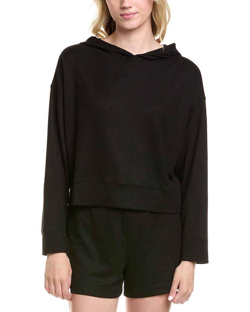 Natori Edit Mila Waffle Knit Hoodie In Black