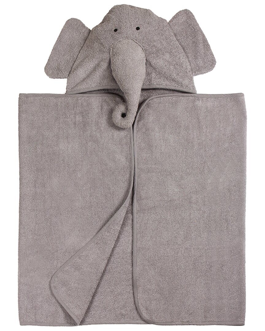 Ninetysix Kids Bath Collection Cotton Elephant Hooded Bath Towel In Grey