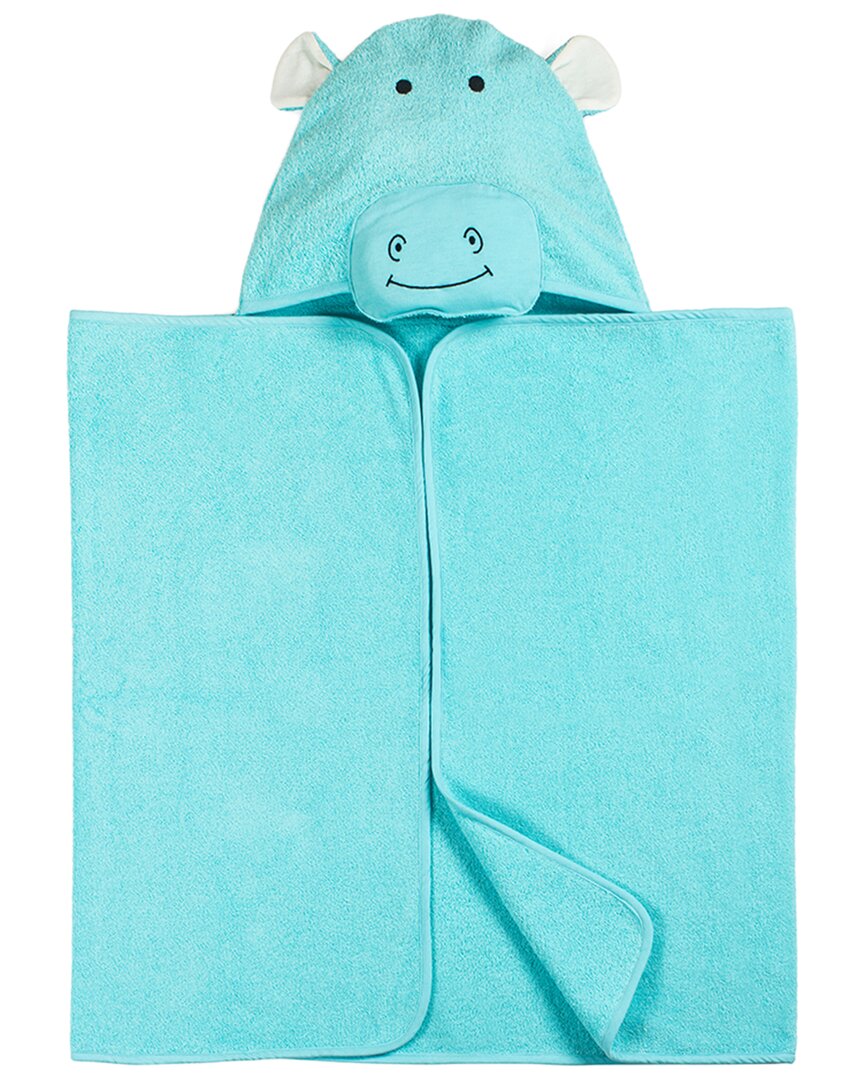 Ninetysix Kids Bath Collection Cotton Hippo Hooded Bath Towel In Blue