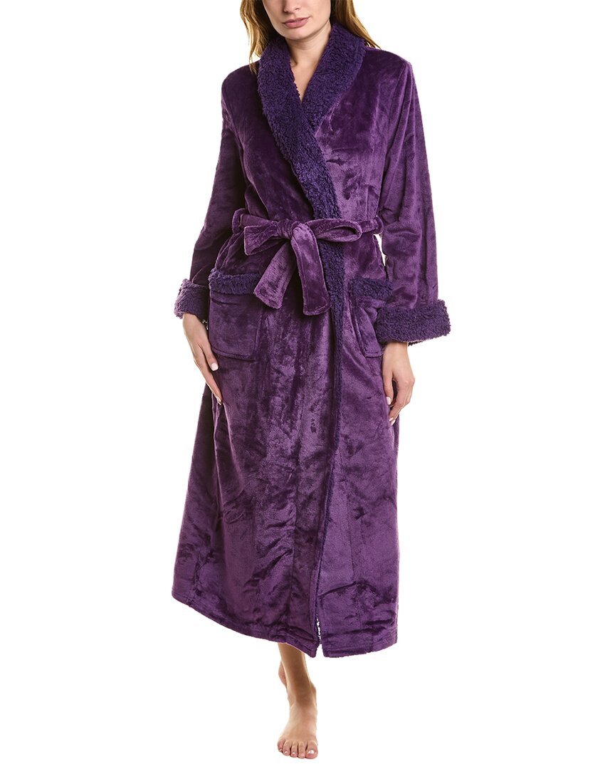 Natori Plush Long Robe In Purple