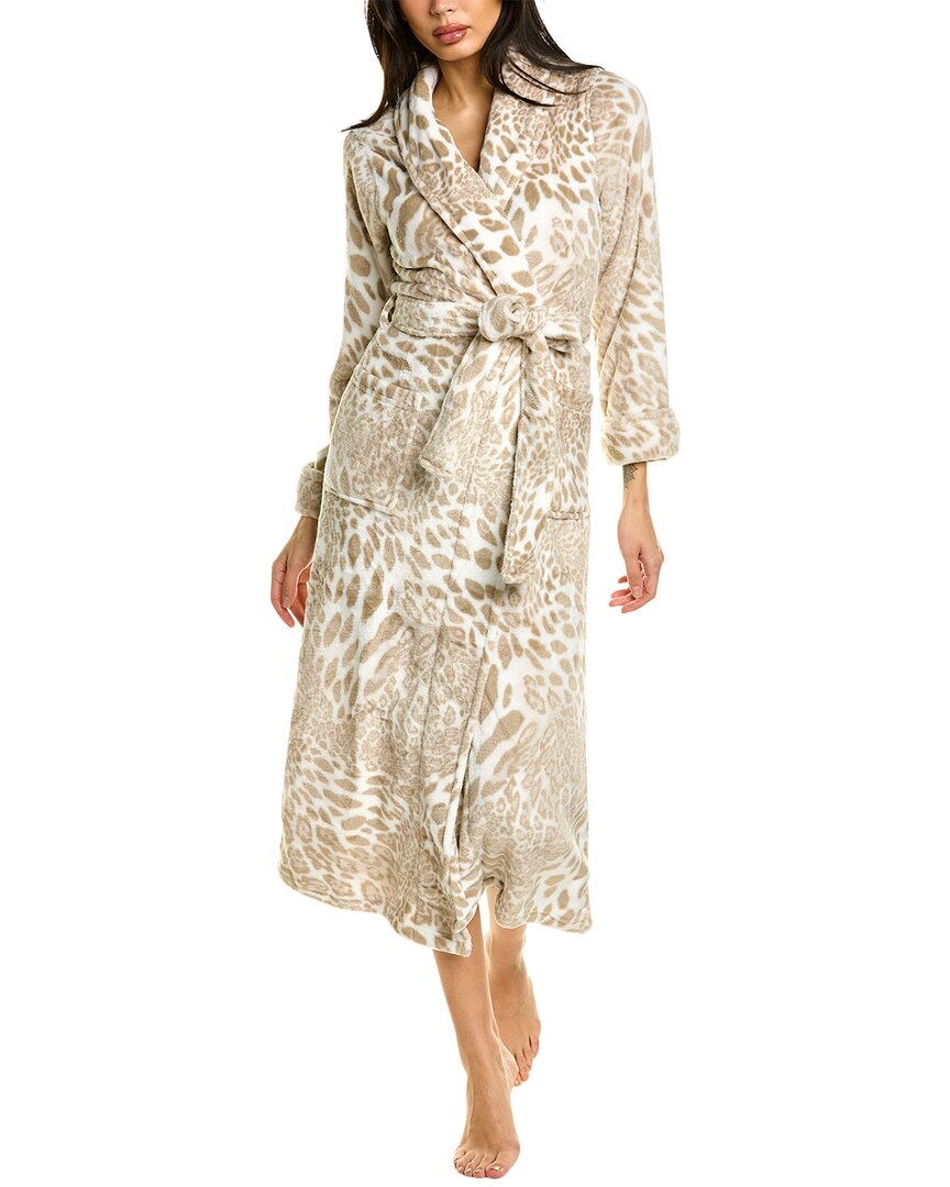 Natori Leopard-pattern Faux-fur Zip-front Caftan