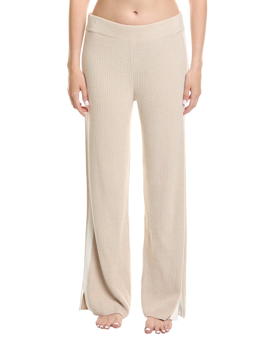 Barefoot Dreams Cozychic Ultra Lite Contrast Ribbed Slit Pant In Nude