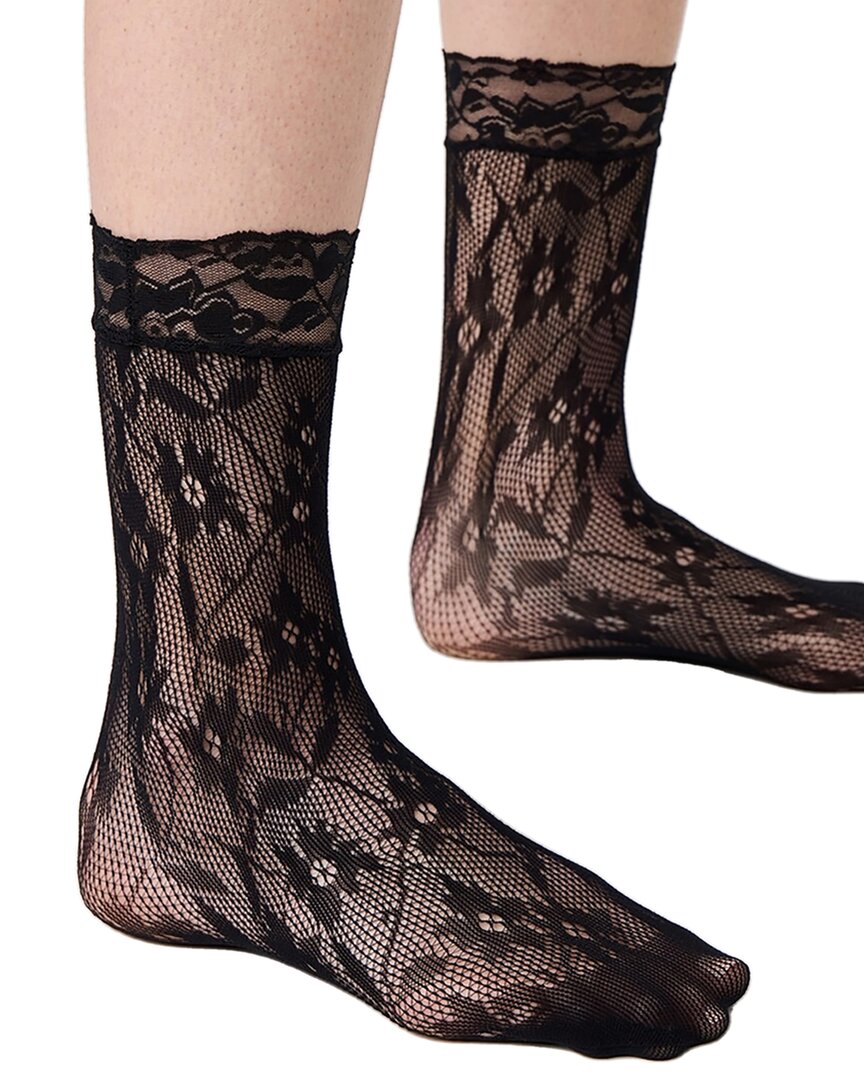 Stems Floral Fishnet Socks In Black