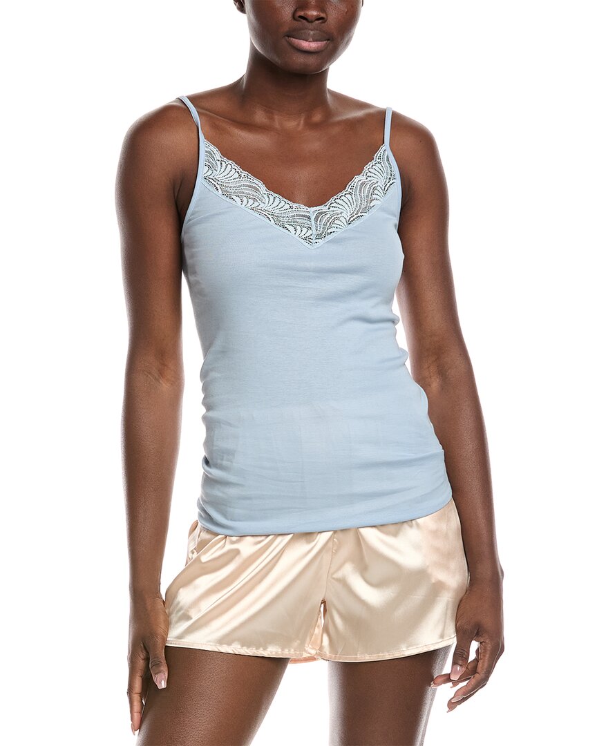Hanro Lace Trim Camisole In Blue