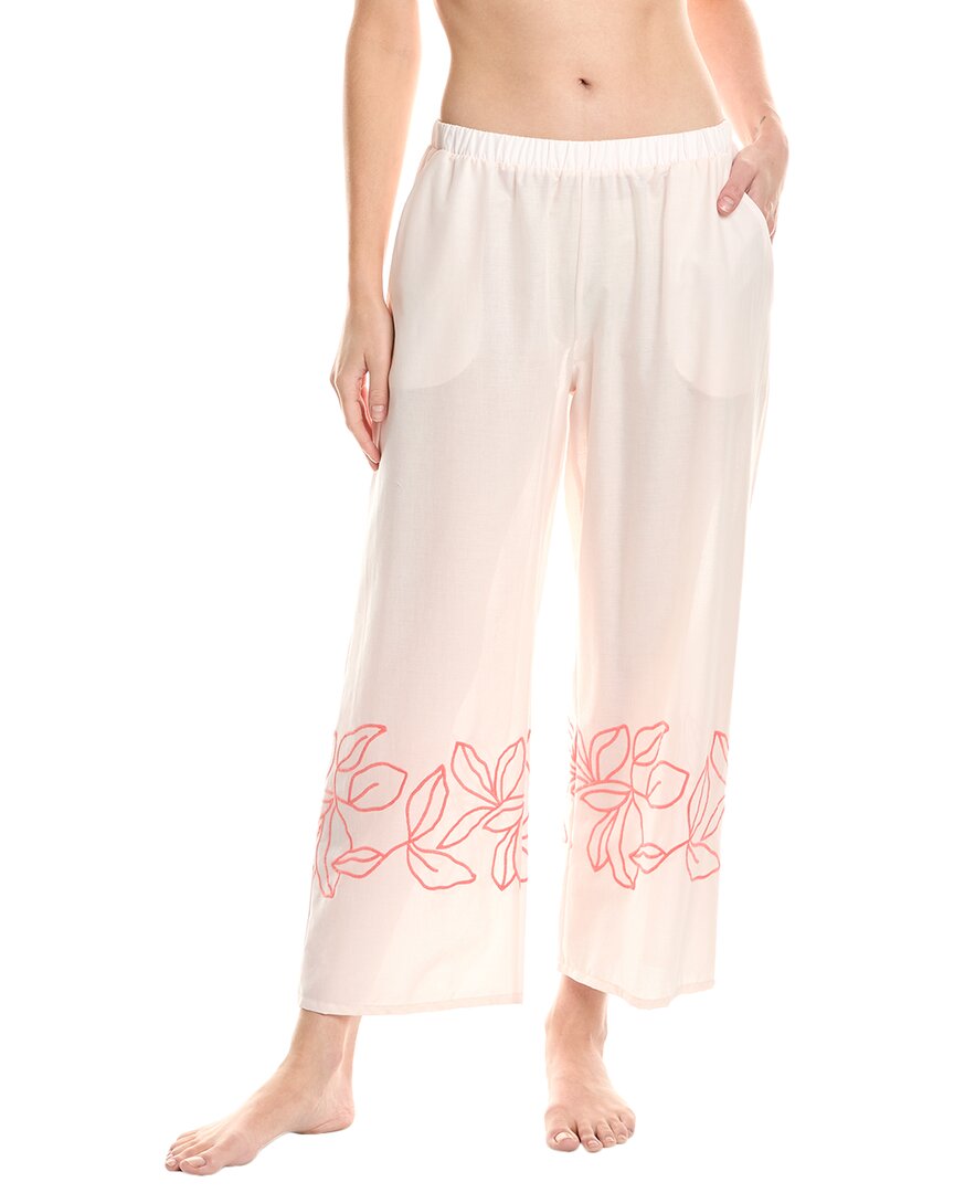 Hanro Liz Embroidered Cropped Pant In Pink