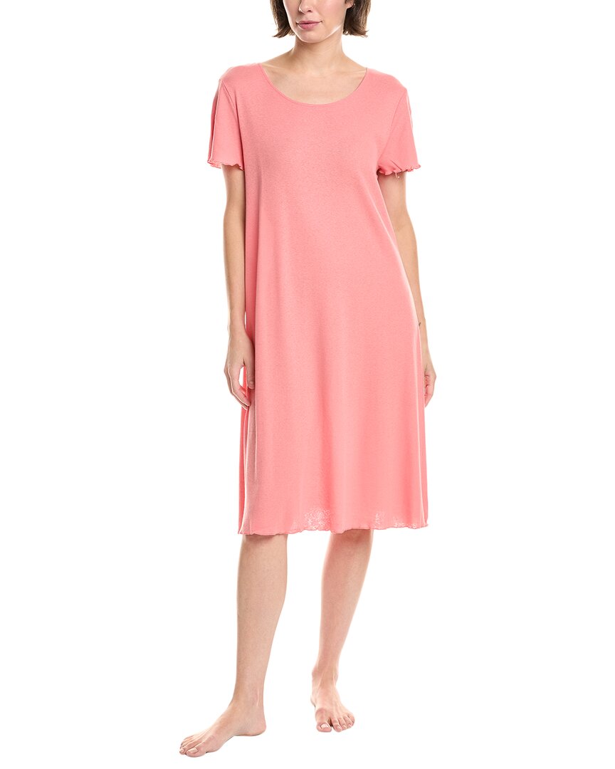 Hanro Cotton Deluxe Short-sleeve Big Sleepshirt In Pink