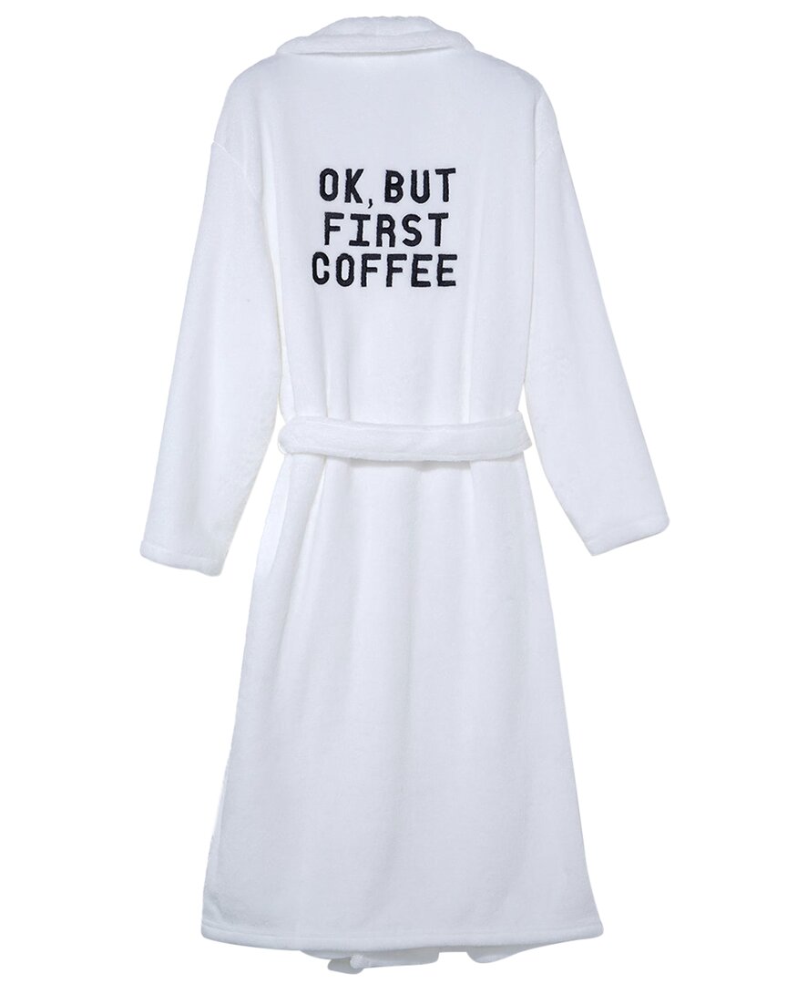 Cocus Pocus Ok, But First Coffee Plush Robe In White