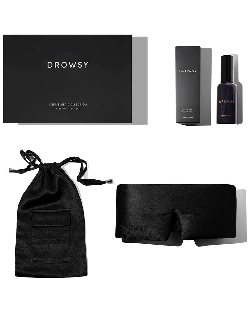 Drowsy 22 Momme Silk Deep Sleep Collection In Black