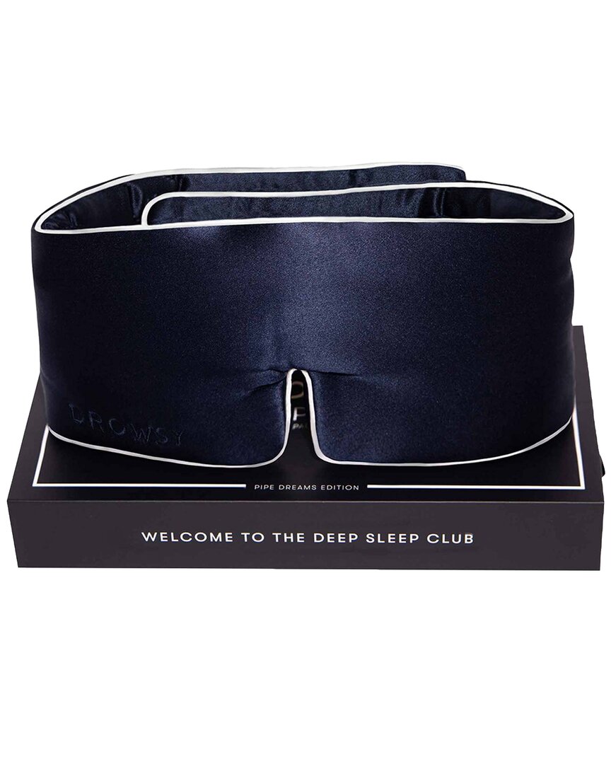 Drowsy 22 Momme Silk Pipe Dreams Sleep Masks In Blue