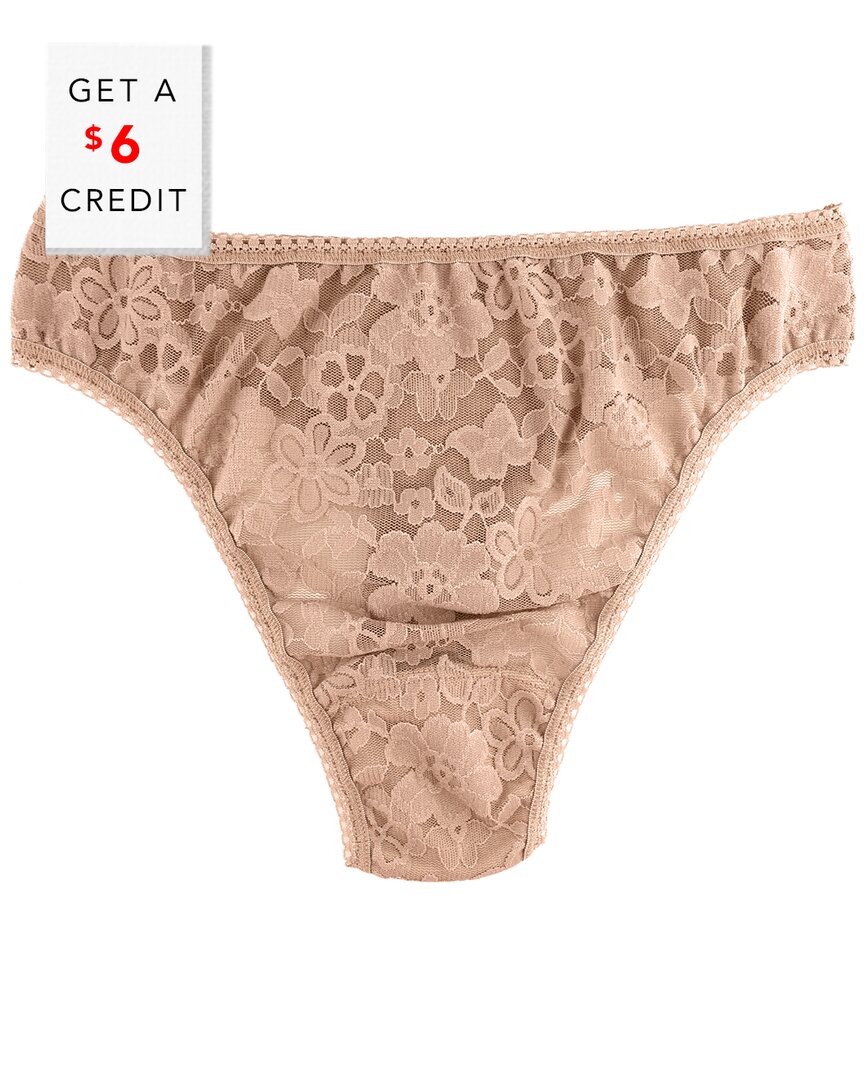 Hanky Panky Daily Lace High Cut Thong In Brown