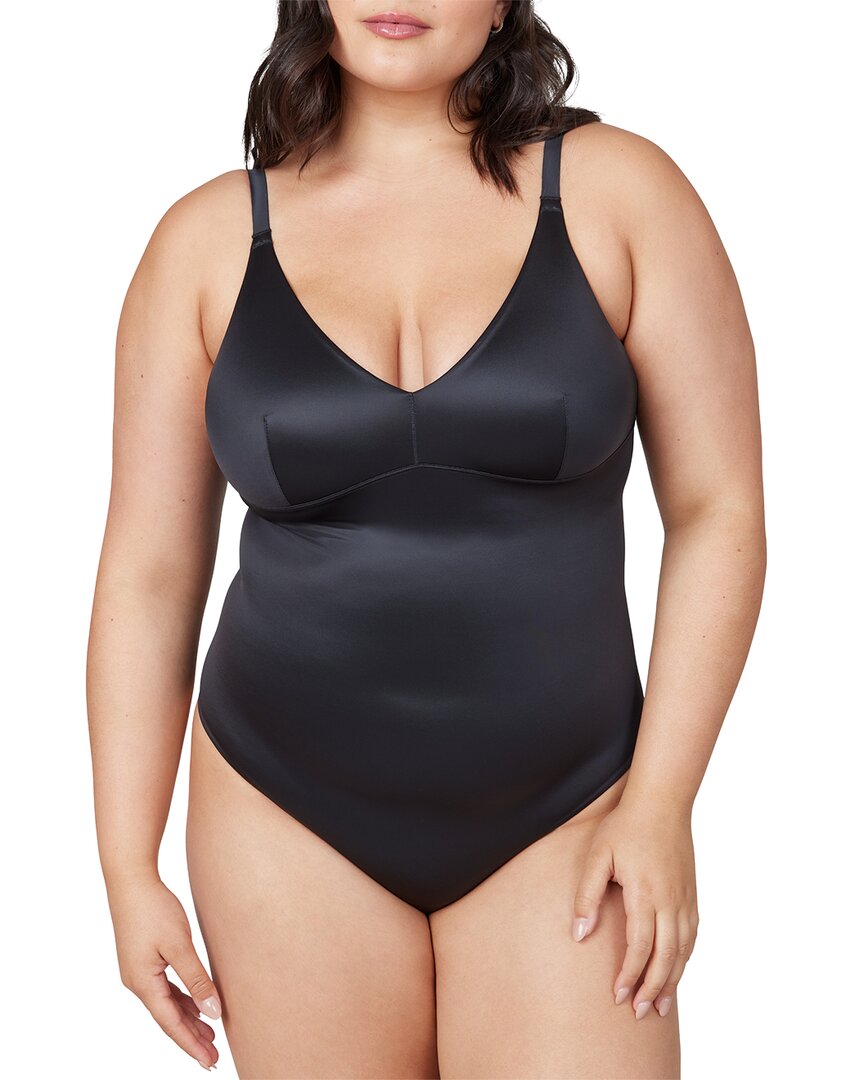 Spanx ® Shaping Satin Thong Bodysuit In Black