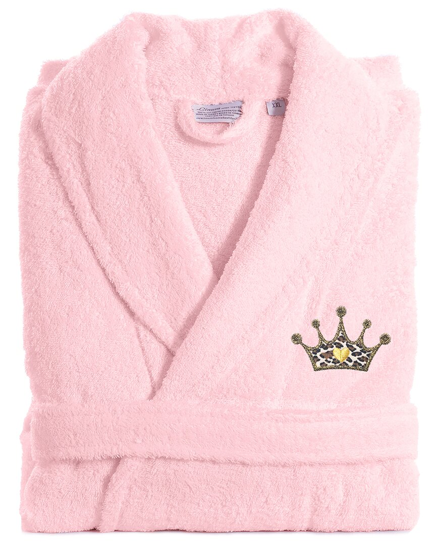 Linum Home Textiles Turkish Cotton Personalized Terry Bathrobe (monogram A-z) In Pink