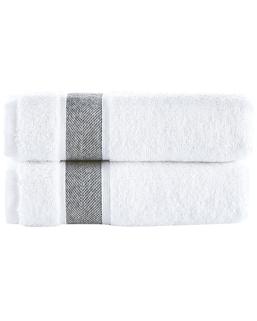 Brooks Brothers Ottoman Rolls 2pc Hand Towels In Silver
