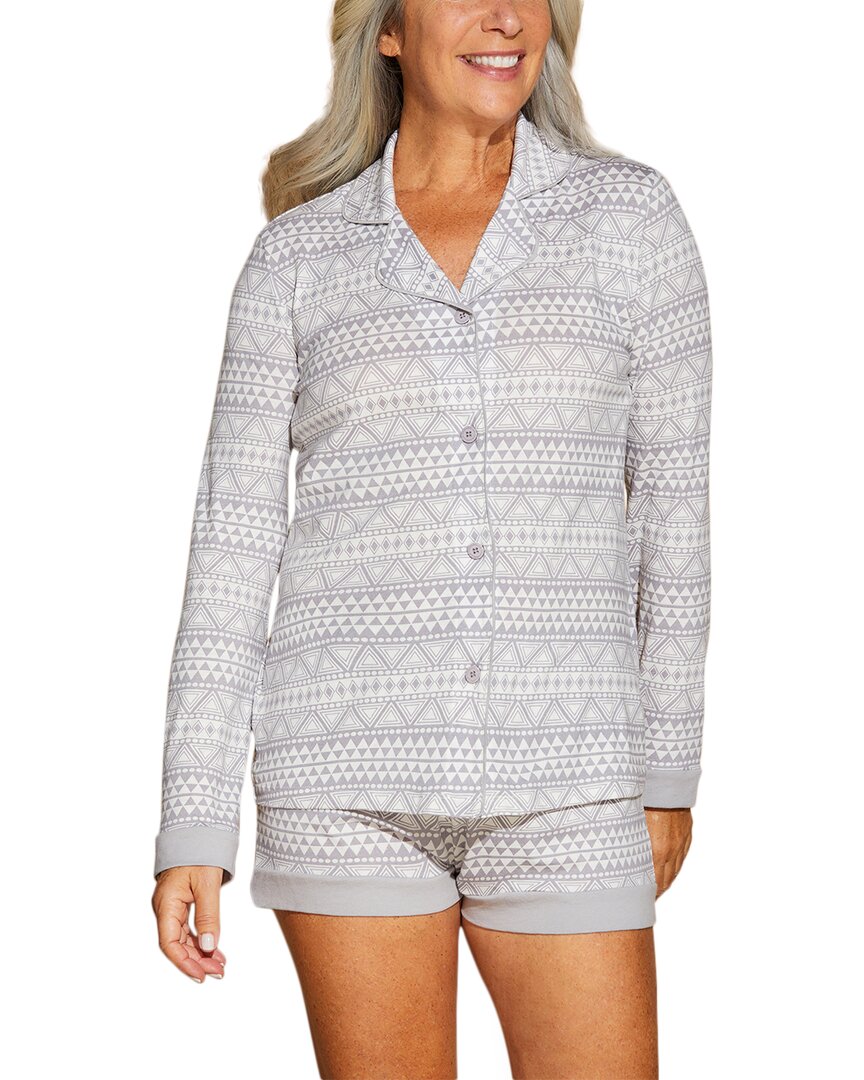 Cosabella Bella Printed 2pc Top & Boxer Set In Gray