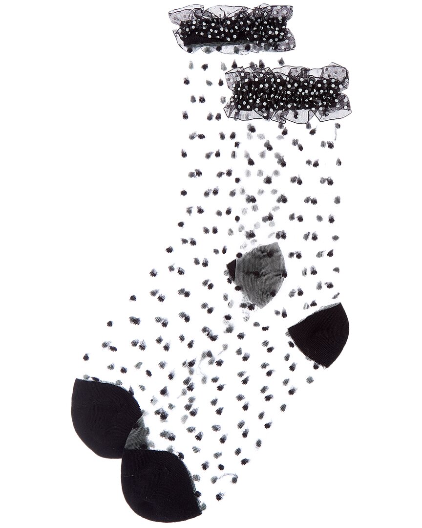 High Heel Jungle Sheer Frilly Socks In Black