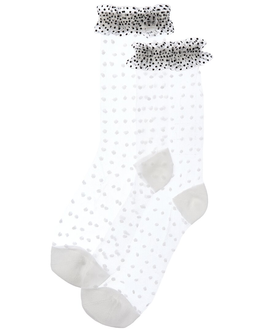 High Heel Jungle Sheer Frilly Socks In White