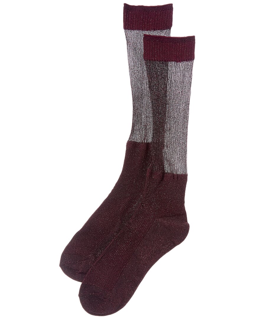 High Heel Jungle Glitter Shimmery Lights Socks In Burgundy