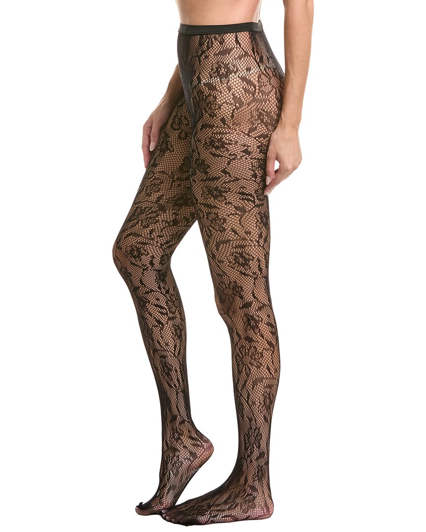 High Heel Jungle Venise Lace Fishnet Tights In Burgundy