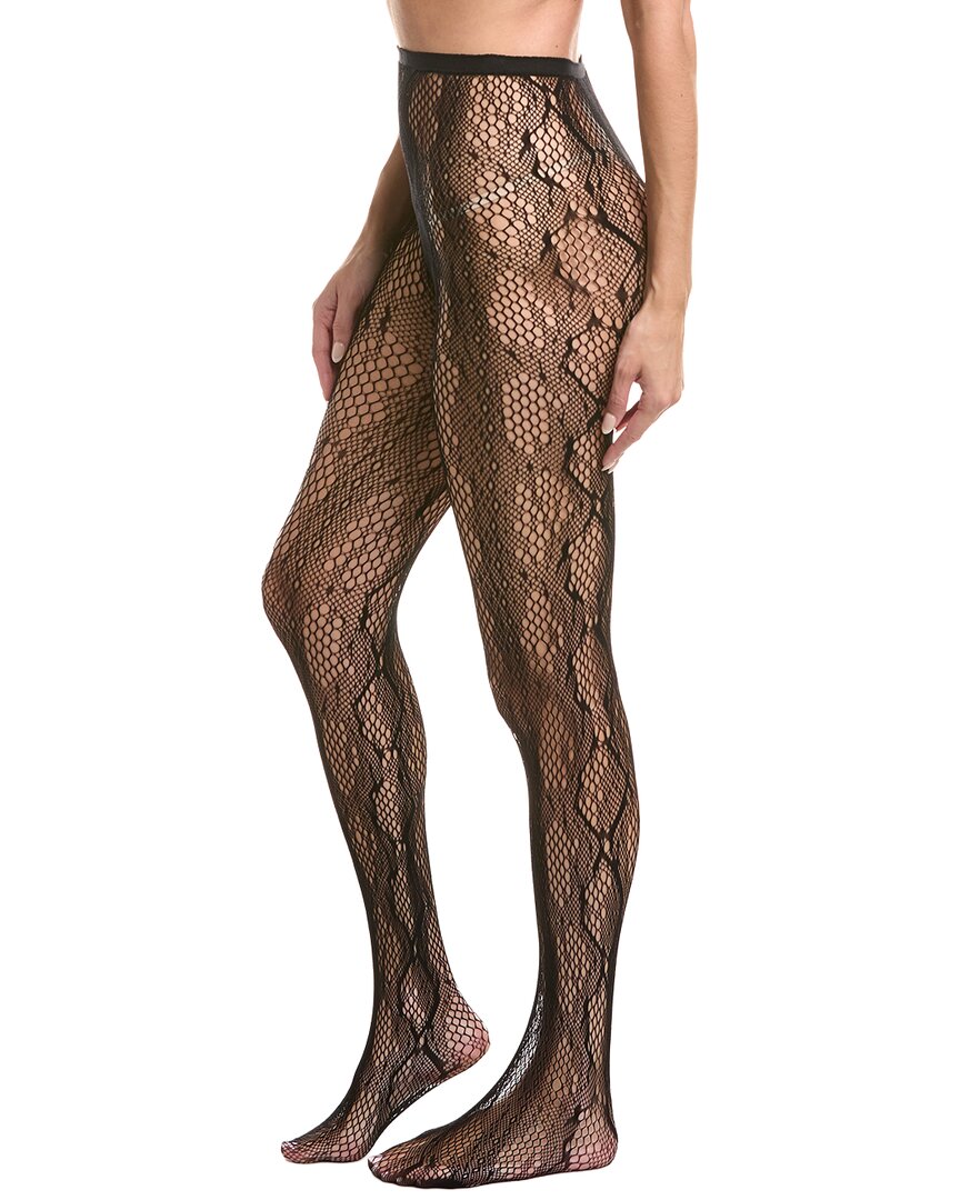 High Heel Jungle Sleek Snakeskin Tights In Black