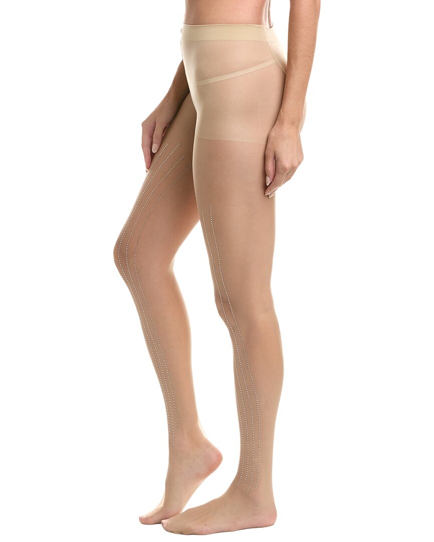High Heel Jungle Linear Crystal Tights In White