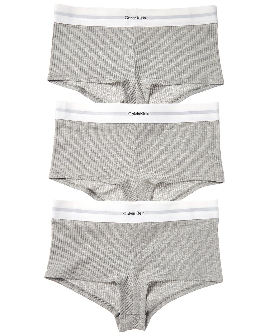 Calvin Klein 3pk Rib Boyshort In Gray