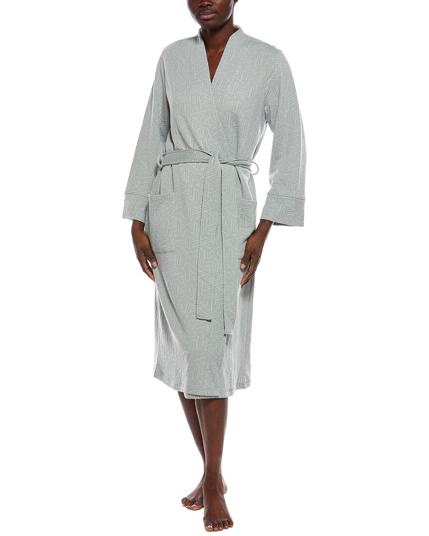N Natori Quilted Geo Knit Jacquard Robe In Blue