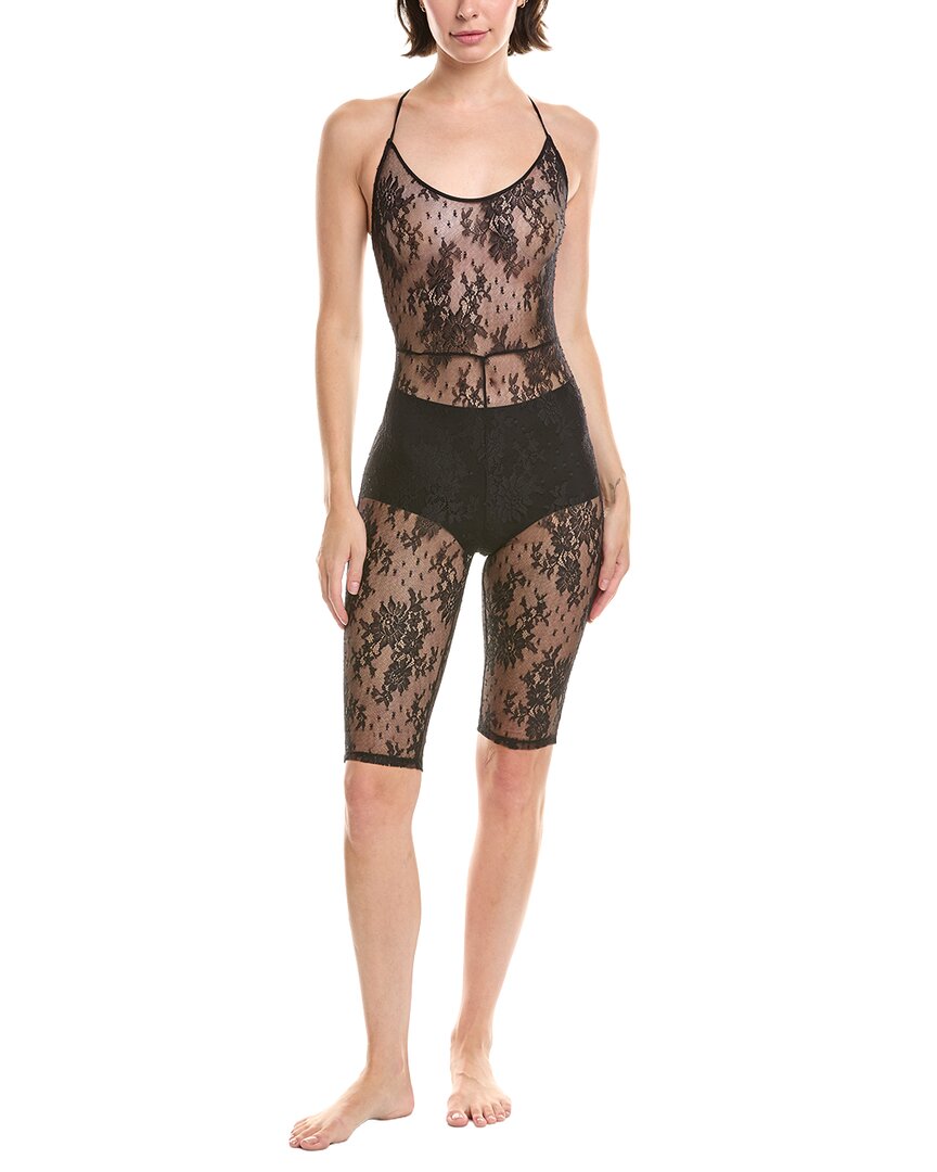 Kiki De Montparnasse Jolie Silk Mini Catsuit In Black