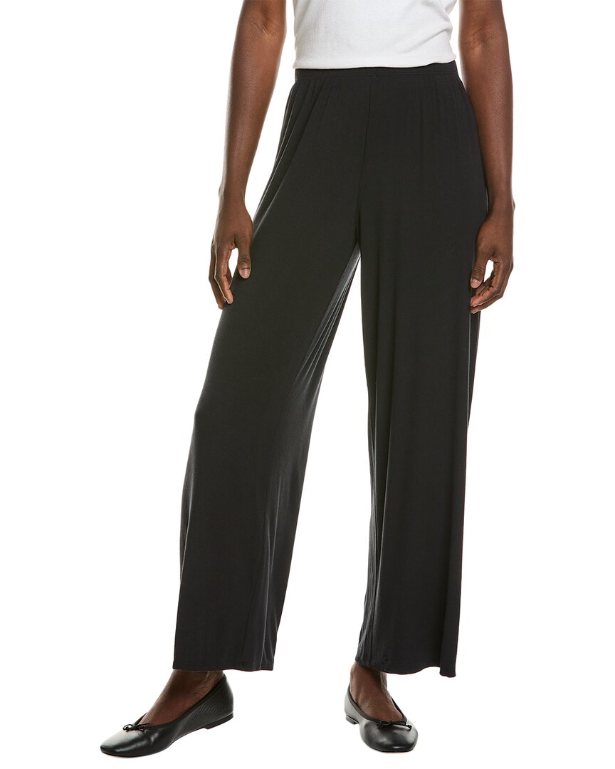 Barefoot Dreams Malibu Collection Ultra Soft Rib Wide Leg Pant In Black