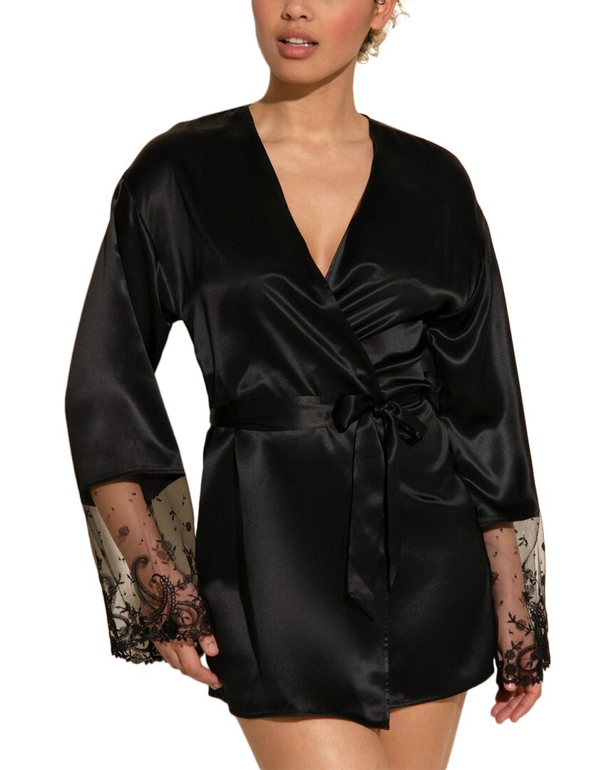 Cosabella Sanika Silk Robe In Black