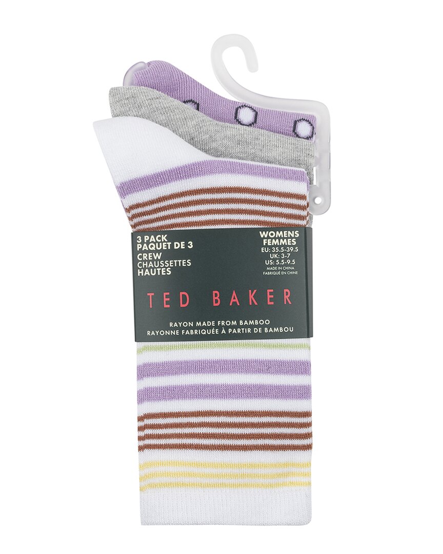 Ted Baker Set Of 3 Crew Sock In Gray