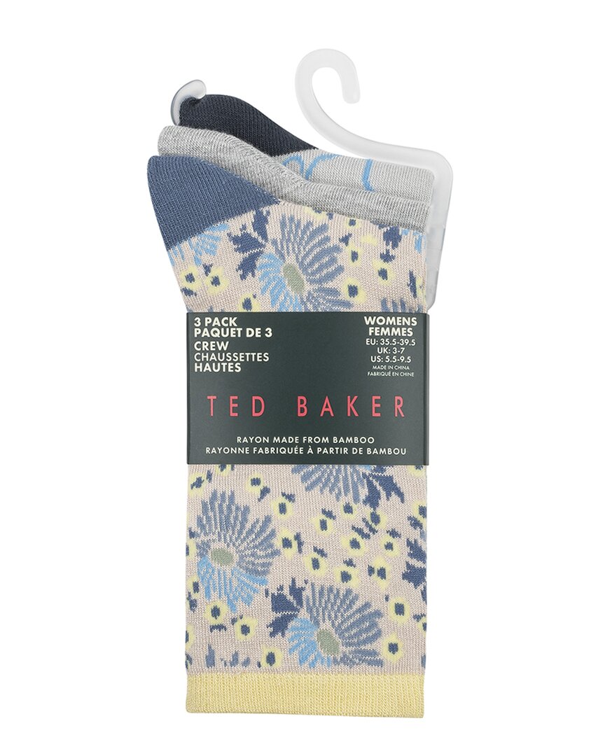 Ted Baker Set Of 3 Crew Sock In Gray