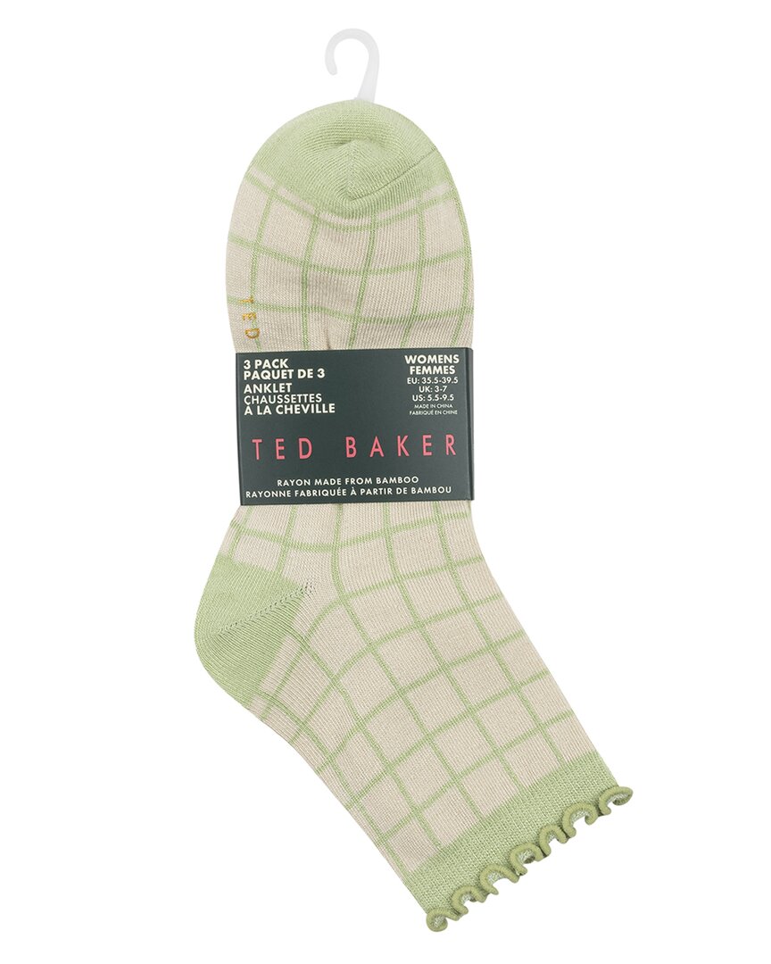 Ted Baker Set Of 3 Anklet Sock In Green