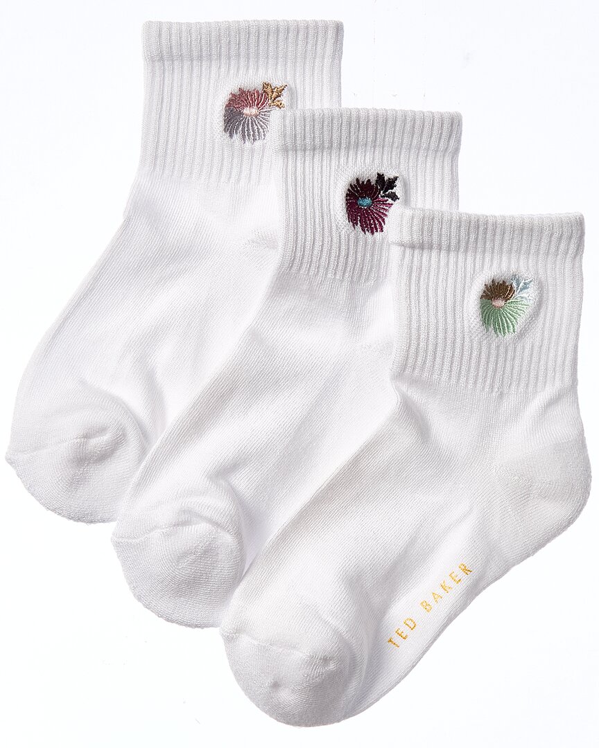 Ted Baker Set Of 3 Quarter Crew Sock In White