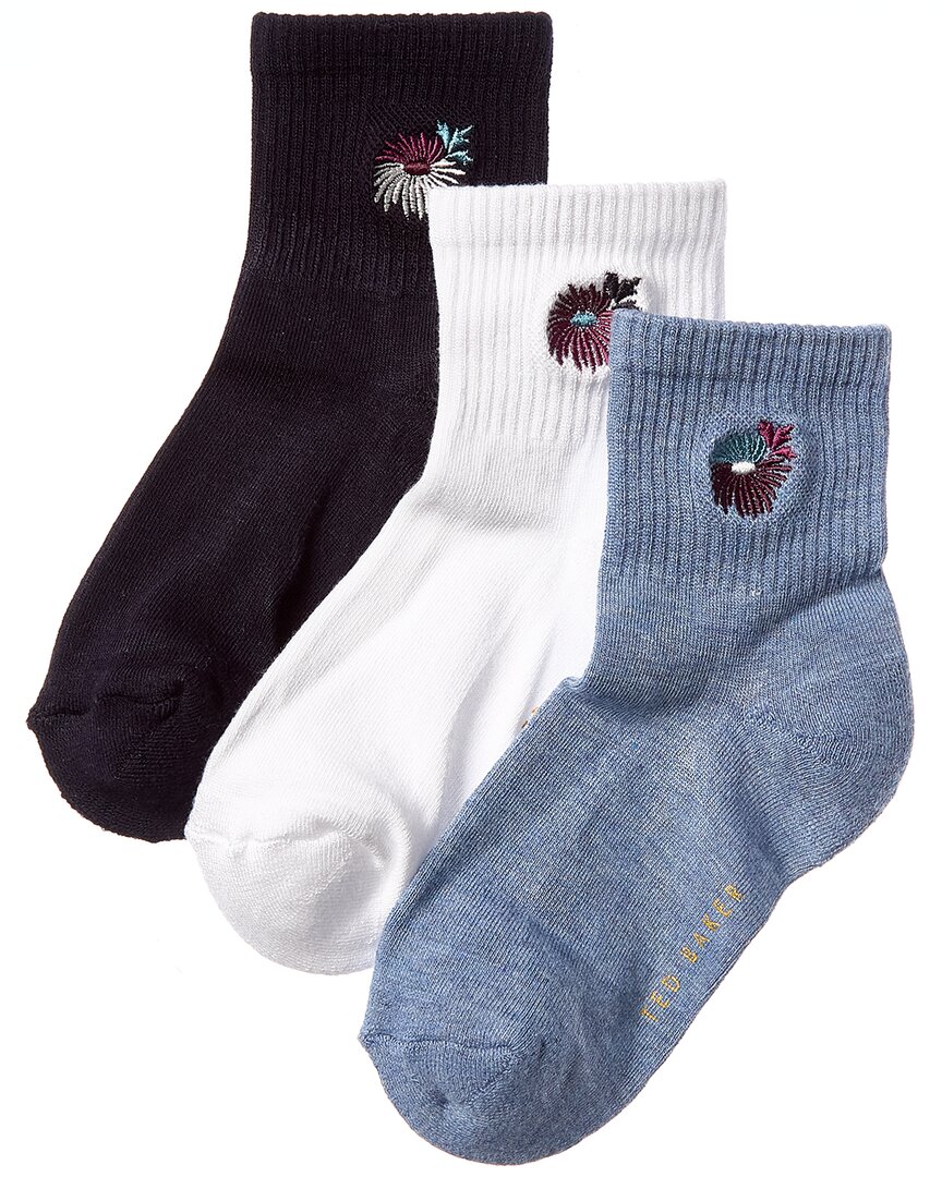 Ted Baker Set Of 3 Quarter Crew Sock In Multi