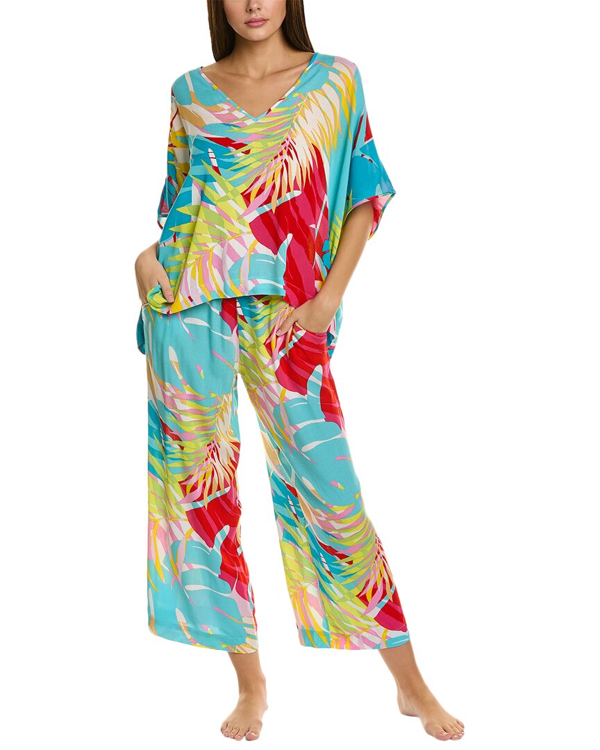 N Natori 2pc Bora Bora Caftan Pajama Set In Blue