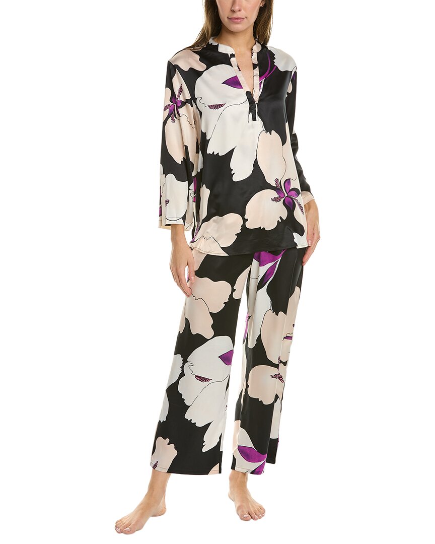 N Natori 2pc Majestic Orchid Pajama Set In Black
