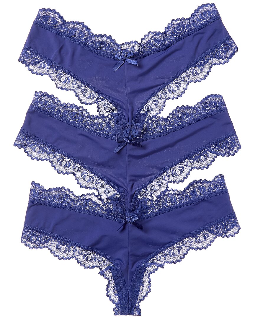 House Of Desire 3pk Vera Micro & Lace G-string In Blue