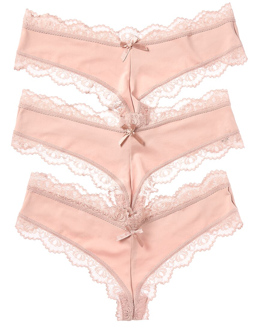 House Of Desire 3pk Vera Micro & Lace G-string In Pink