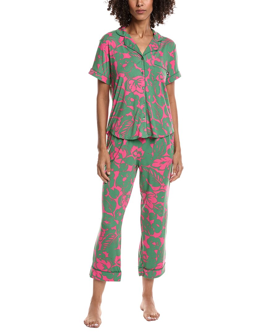 Kate Spade New York 2pc Crop Top & Pant Pajama Set In Green