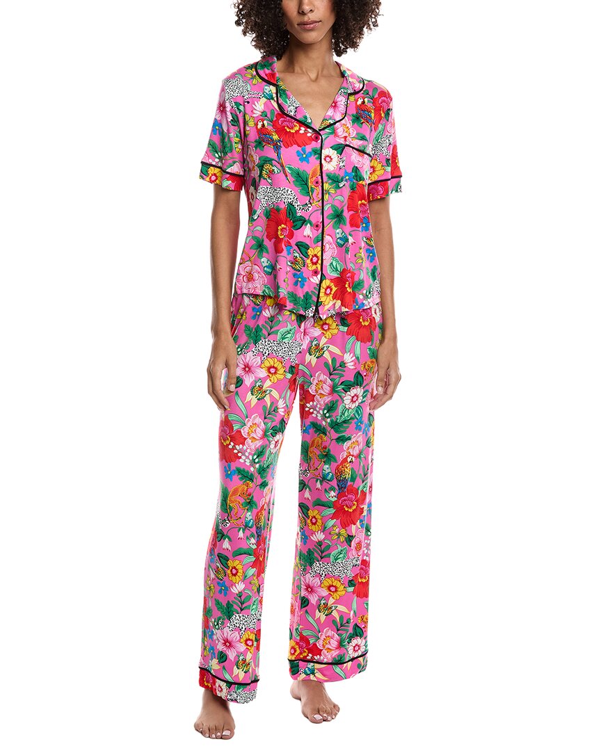Room Service 2pc Dakota Pajama Shirt & Pant Set In Multi