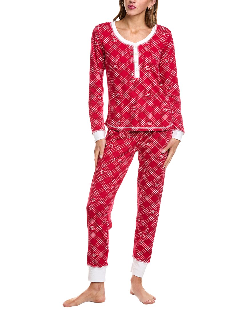 Tommy Hilfiger 2pc Shirt & Pant Sleep Set In Red