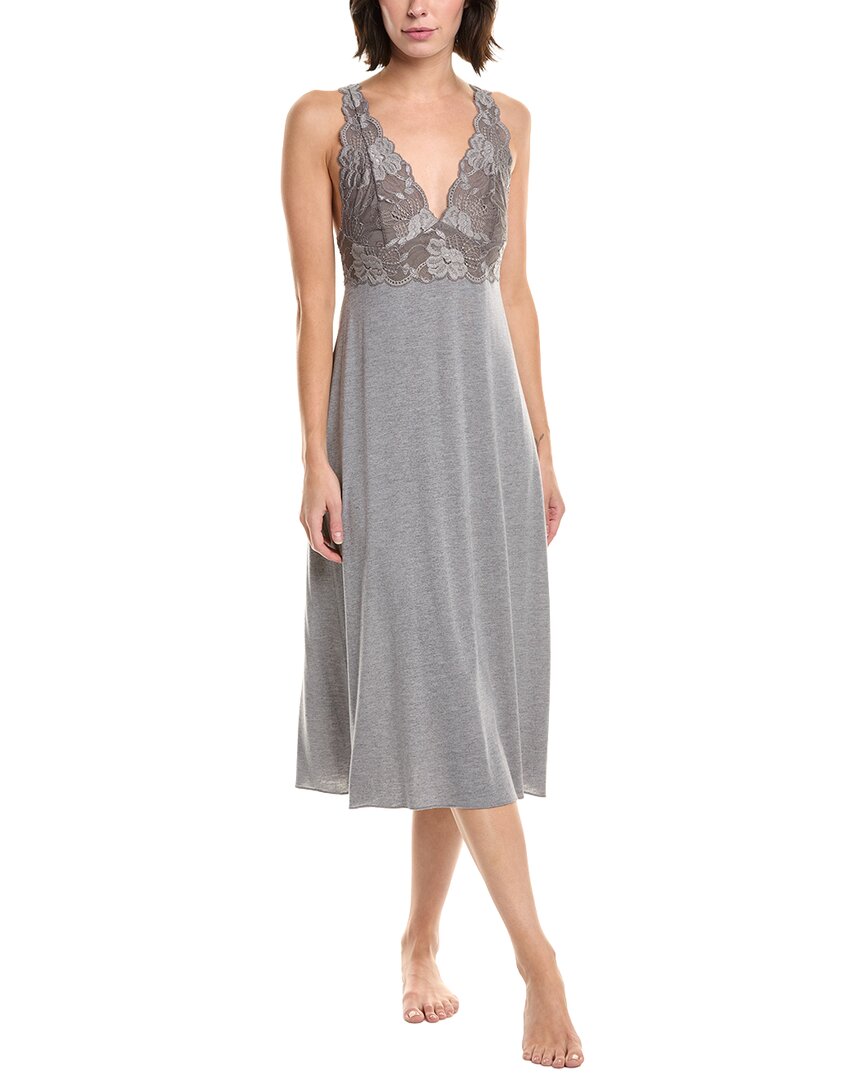 Natori Zen Floral Gown In Gray