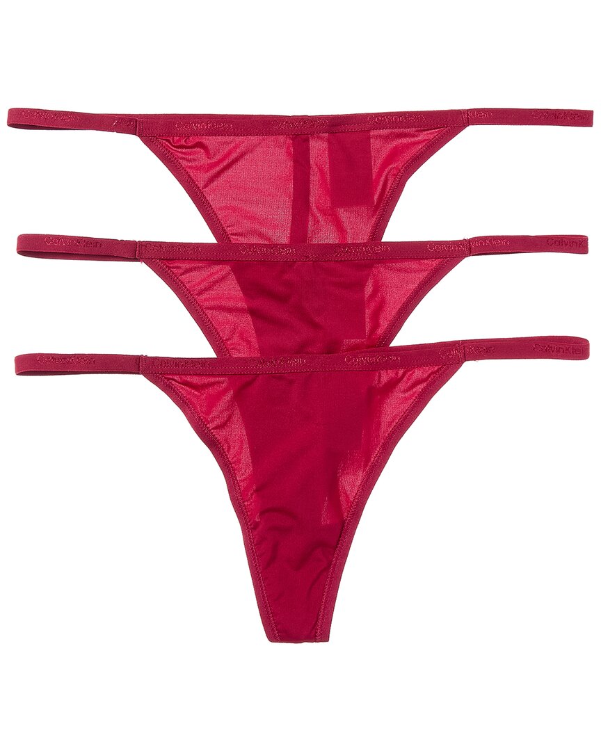 Calvin Klein 3pk Ideal Micro String Thong In Red
