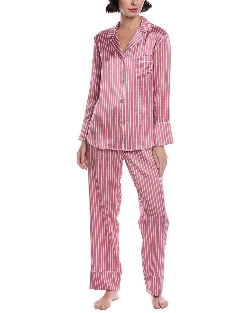 Petite Plume 2pc Silk Pajama Set In Pink