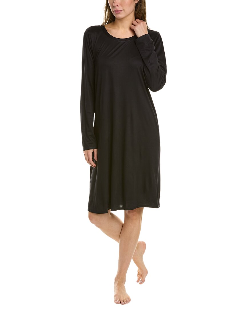 Shop Hanro Grand Central Silk-blend Nightgown In Black