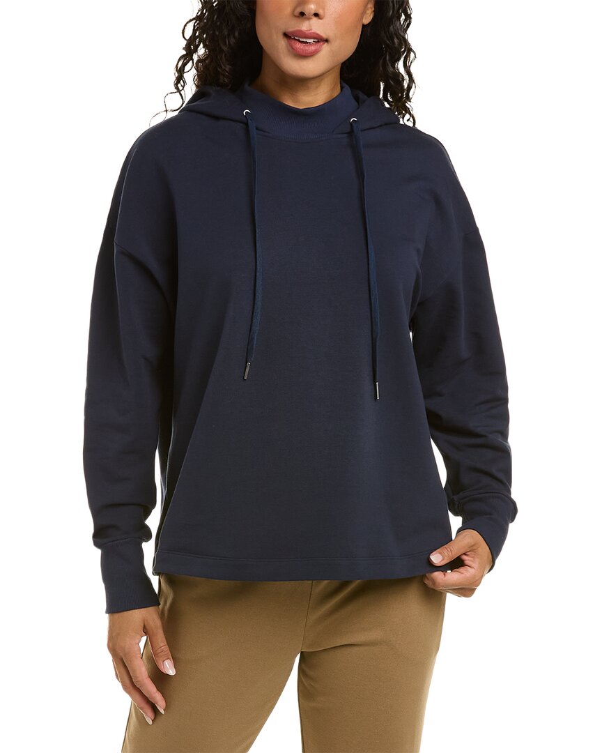 Shop Hanro Natural Living Hooded Pullover In Blue
