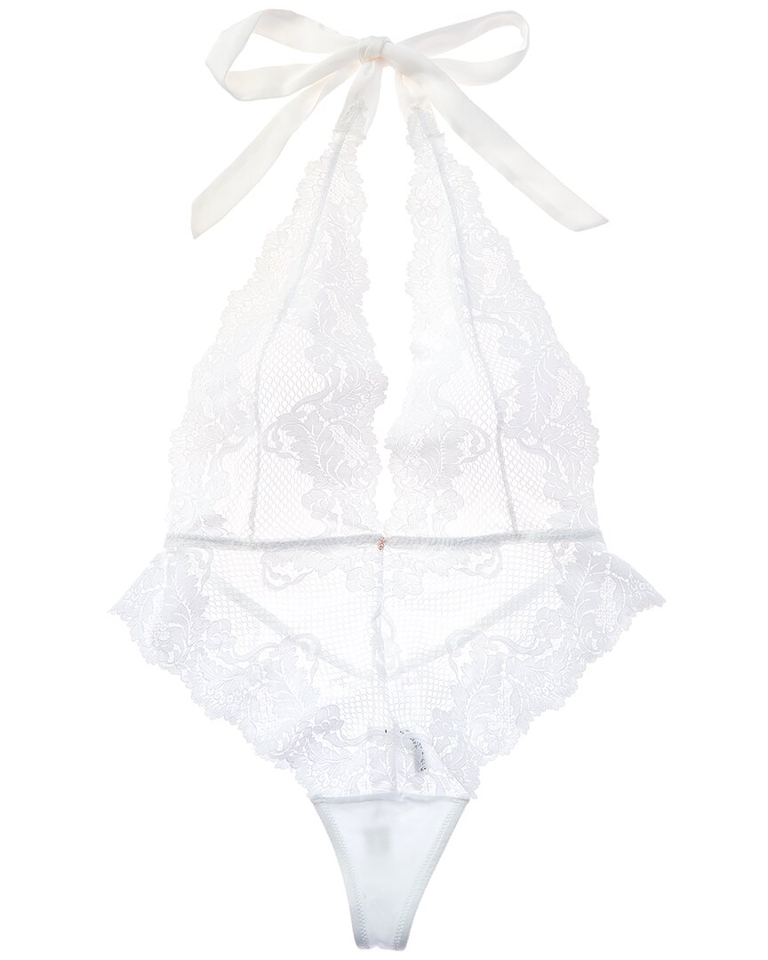 Lace Allure Halter Bodysuit - Crystal White – Le Mystère