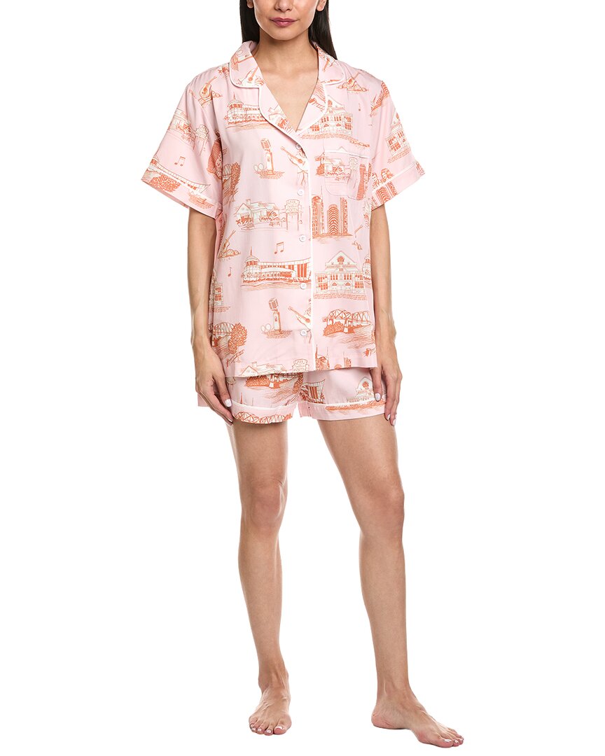 Katie Kime 2pc Nashville Toile Pajama Short Set In Pink