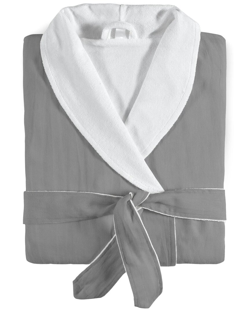 Amalia Home Collection Stonewashed Bathrobe In Gray